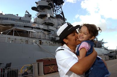 sailor with little girl